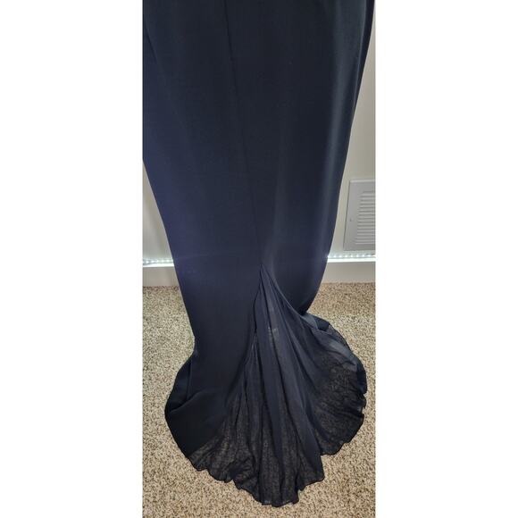 Tiffany Designs Dress Womens 8 Long Black Embellished One Shoulder Sleek Dress - Picture 9 of 10